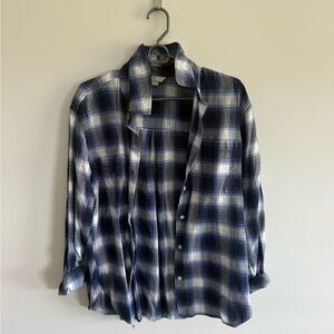 H&M Blue and White Plaid Button-Down Shirt